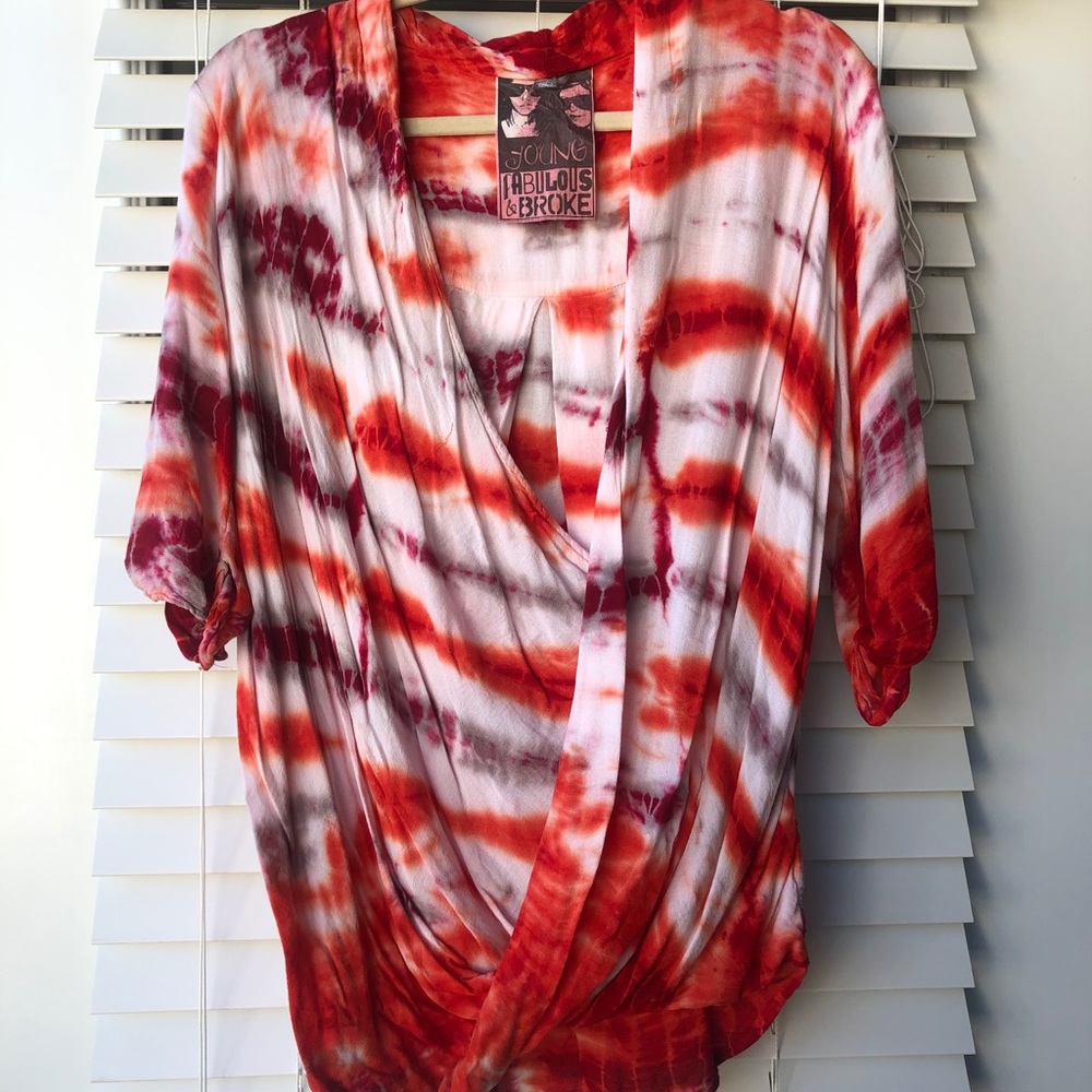 Young Fabulous & Broke Tie-dye Wrap Top